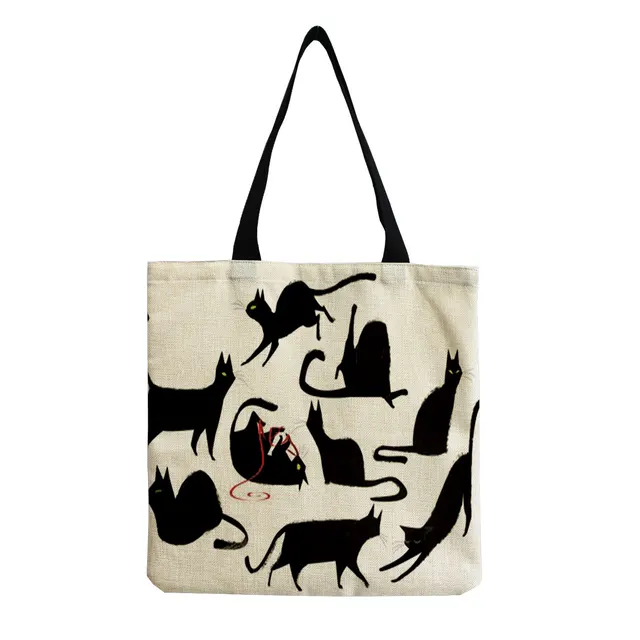 Dámská taška přes rameno s kočkou, plátěná - hm2497 Cat Bag