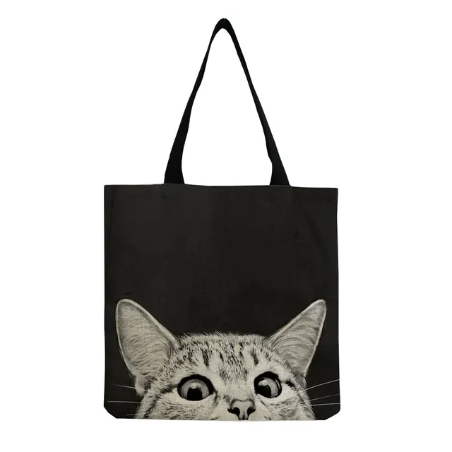Dámská taška přes rameno s kočkou, plátěná - hm1300 Cat Bag