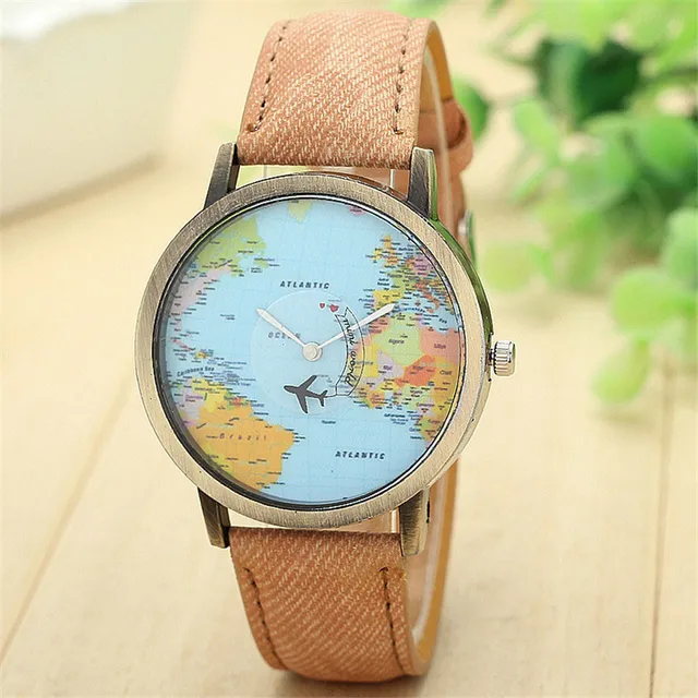 Dámské náramkové hodinky s mapou světa - COf