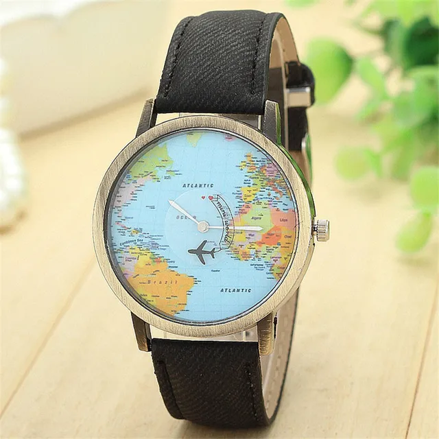 Dámské náramkové hodinky s mapou světa - BK