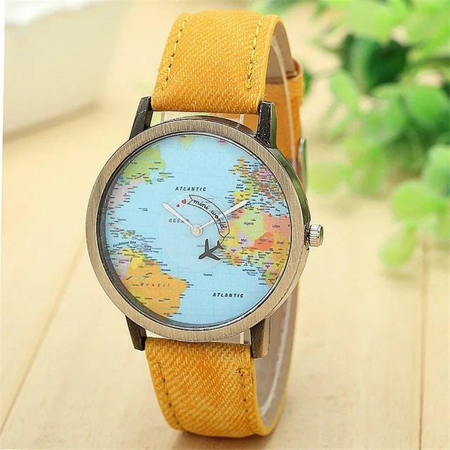 Dámské náramkové hodinky s mapou světa - YL