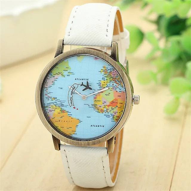 Dámské náramkové hodinky s mapou světa - Hmot