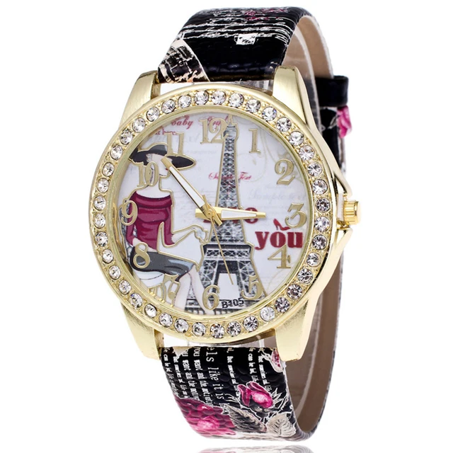 Dámské hodinky | náramkové hodinky, květinový styl - M