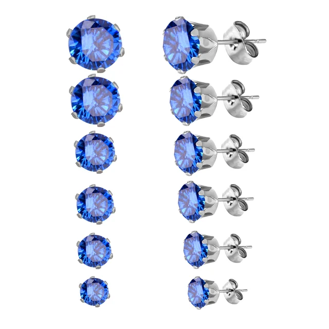 Luxusní barevné náušnice | 6 párů - modrý