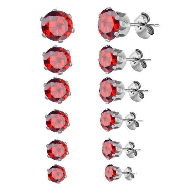 Luxusní barevné náušnice | 6 párů - Červené
