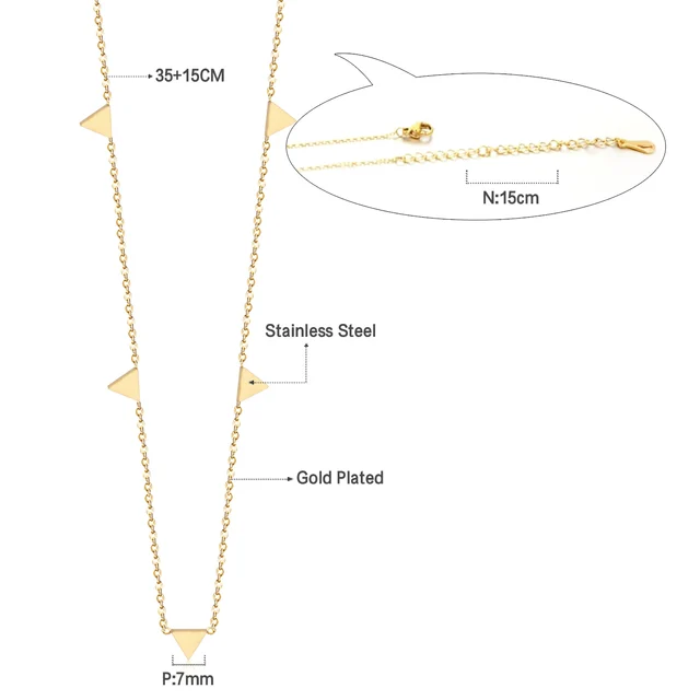 Dámský náhrdelník s přívěskem - trojúhelník zlatý