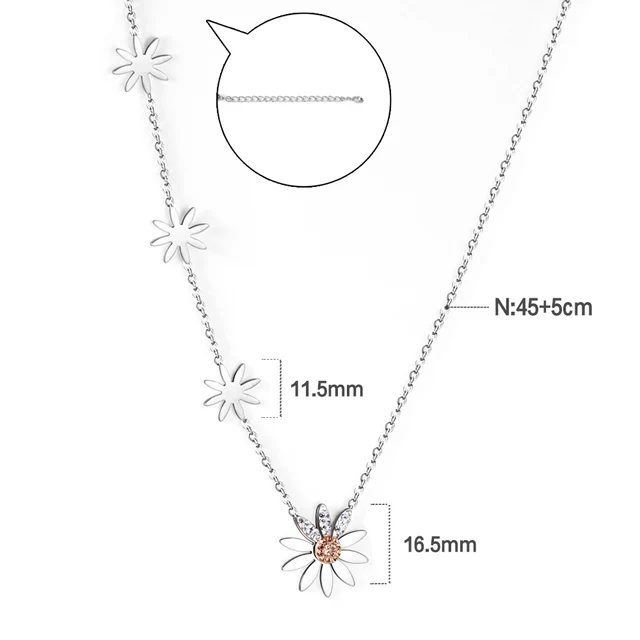 Dámský náhrdelník s přívěskem - květina stříbrná