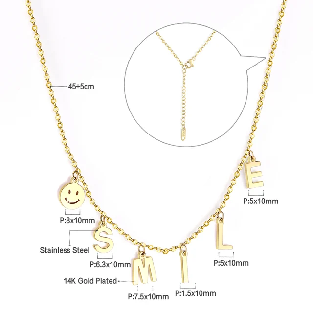 Dámský náhrdelník s přívěskem - úsměv zlatý