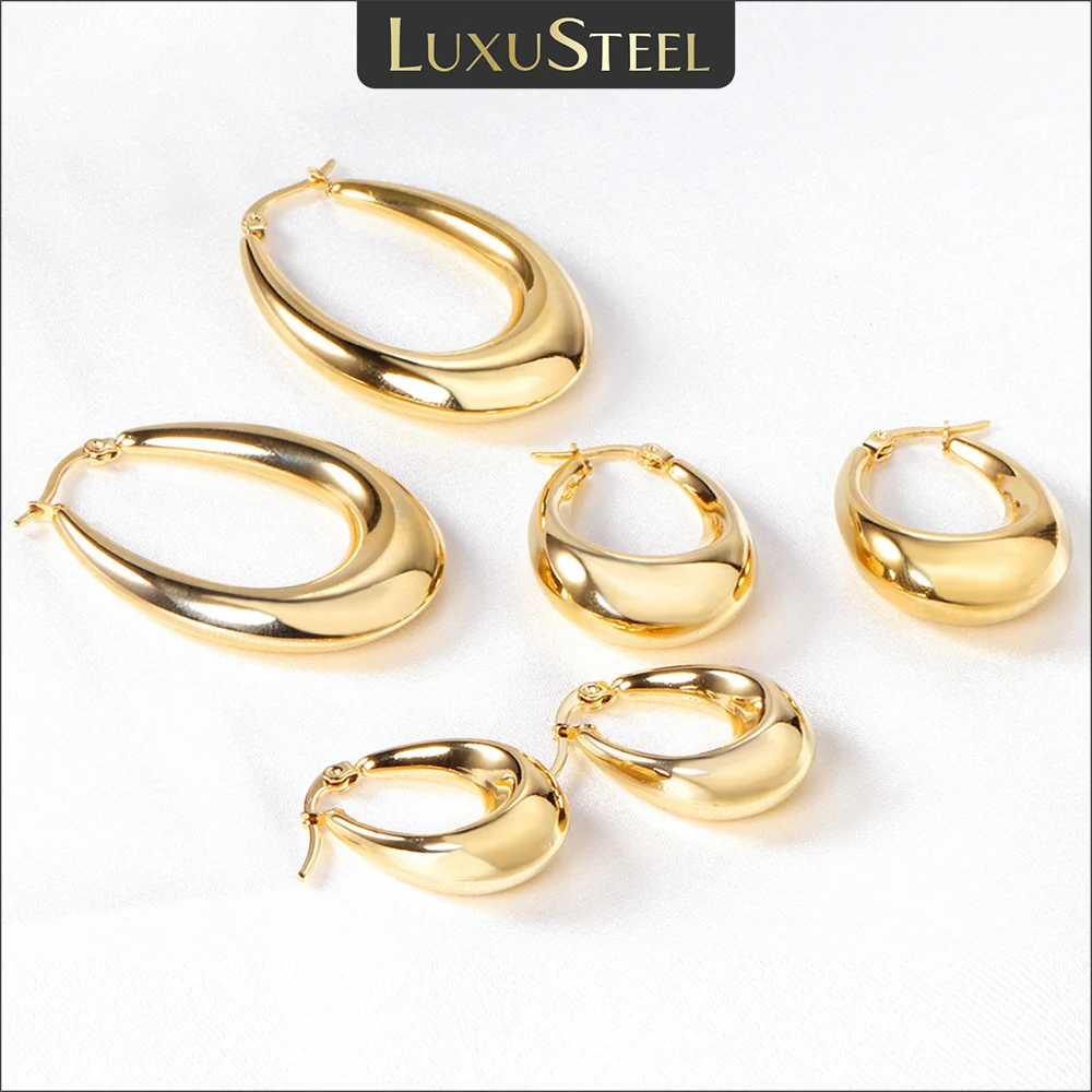 Luxusní náušnice kruhy z nerezové oceli - 10mm zlato