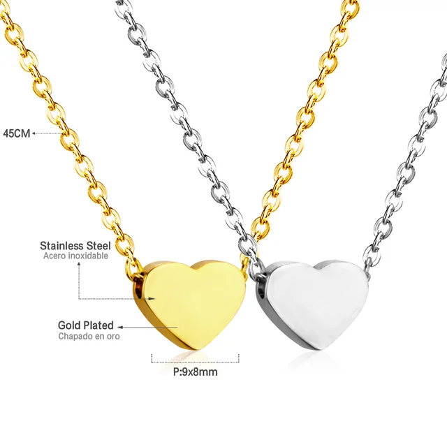 Elegantní náhrdelník z chirurgické oceli - srdce 02, Stříbrná