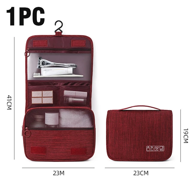Voděodolná cestovní kosmetická taška na zavěšení - červená