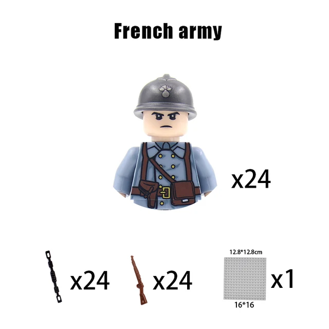 Stavební bloky válečníků s příslušenstvím | Styl Lego - Francouzská armáda