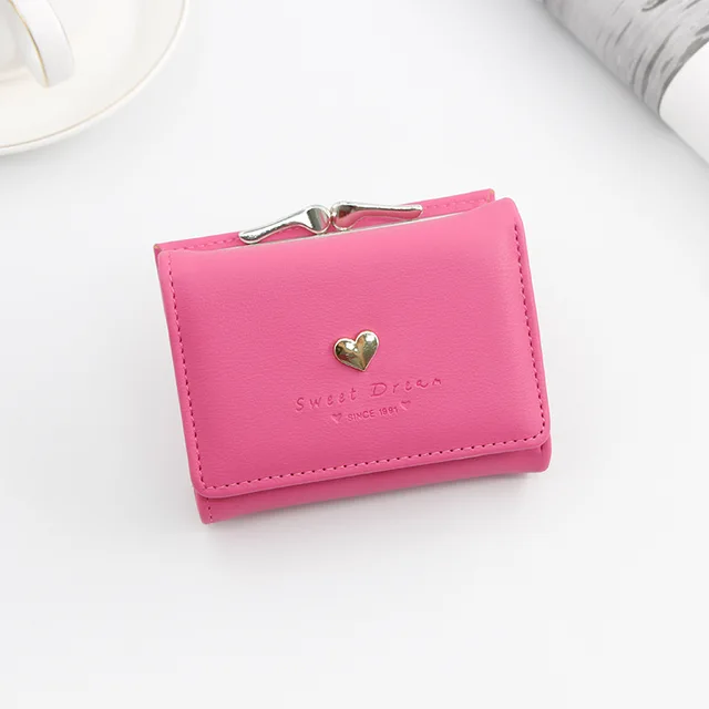Dámská peněženka na zip, peněženka s elegantním srdíčkem - Růže
