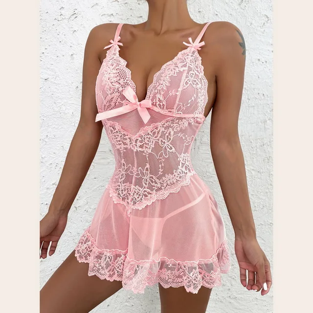 Erotické prádlo | sexy noční košilka - Růžová, L