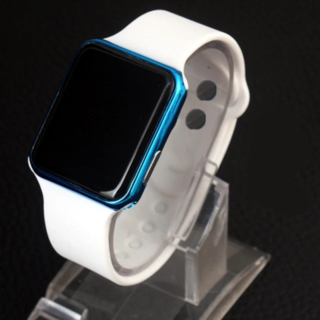 Módní dámské LED digitální hodinky - Bílo-modrá