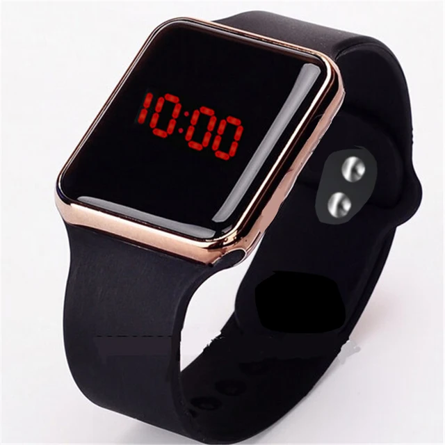 Módní dámské LED digitální hodinky - Černo-růžové