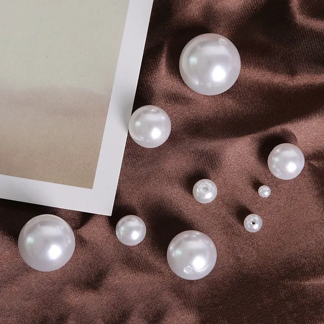 Akrylové korálky s motivem perel pro DIY šperky - Bílá, 16mm x 10 kusů