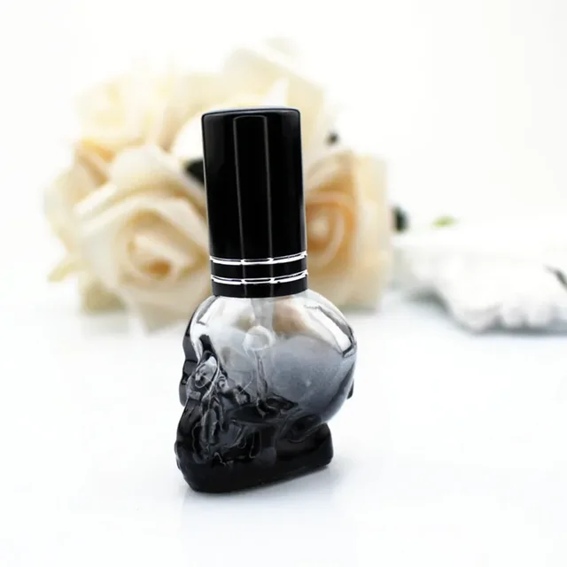 Lahvička na parfém s motivem lebky | 8 ml - Černá