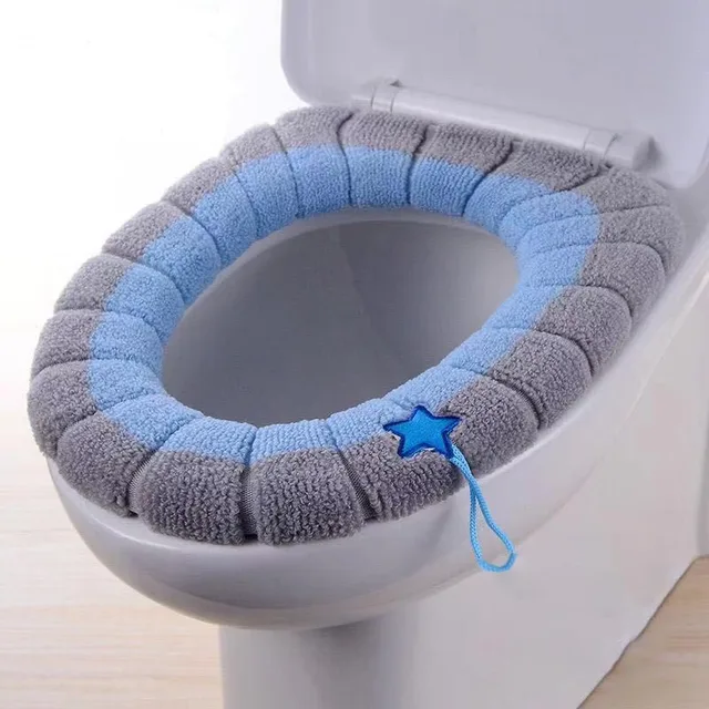 Teplý kryt na WC sedátko - modrý