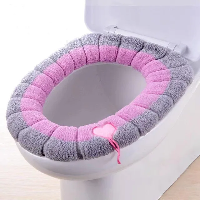 Teplý kryt na WC sedátko - růžový