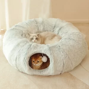 Kočičí pelíšek s tunelem a hračkou pro mazlíčky