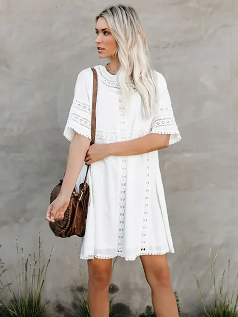 Letní bílé šaty na pláž - PJ-015