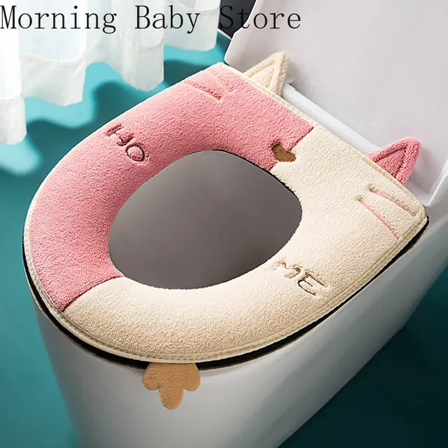 Měkký WC sedák s motivem kočky - růžový