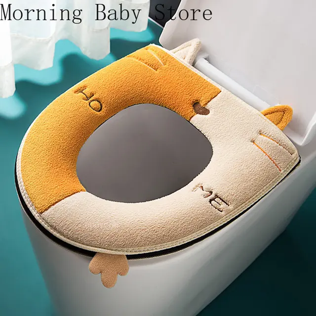 Měkký WC sedák s motivem kočky - Žlutá