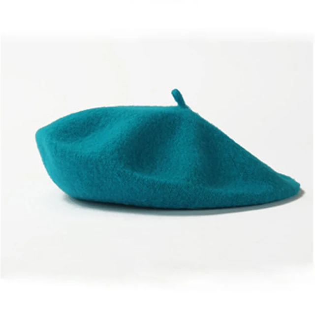 Elegantní dámský baret z teplé vlny - jezerně modrá
