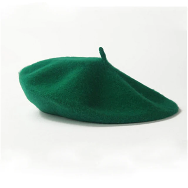 Elegantní dámský baret z teplé vlny - Tmavě zelená