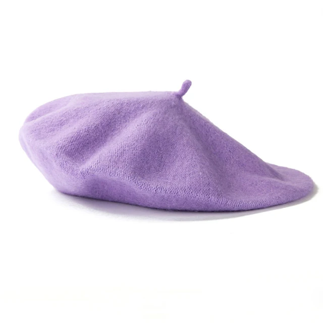 Elegantní dámský baret z teplé vlny - Světle fialová