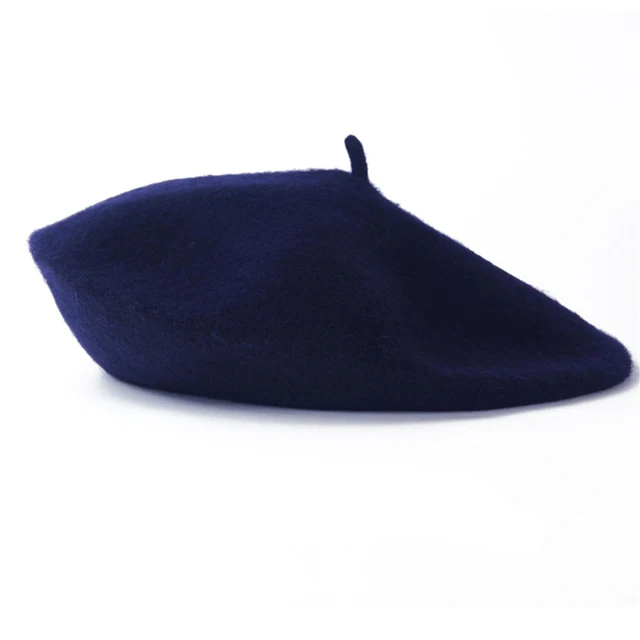 Elegantní dámský baret z teplé vlny - Tmavě modrá