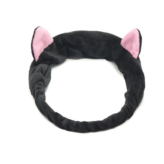 Doplněk do vlasů | látková čelenka kočičí uši - Černá