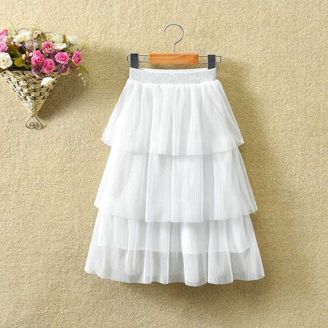 Dívčí tylová vrstvená sukně - Bílá, 4 roky