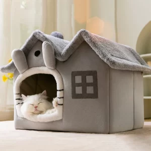 Zateplená plyšová bouda pro malé psy a kočky