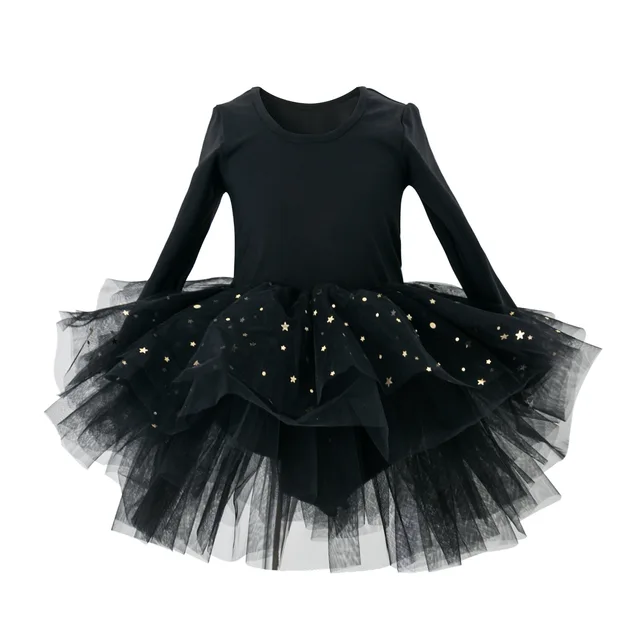 Dívčí baletní šaty s dlouhým rukávem