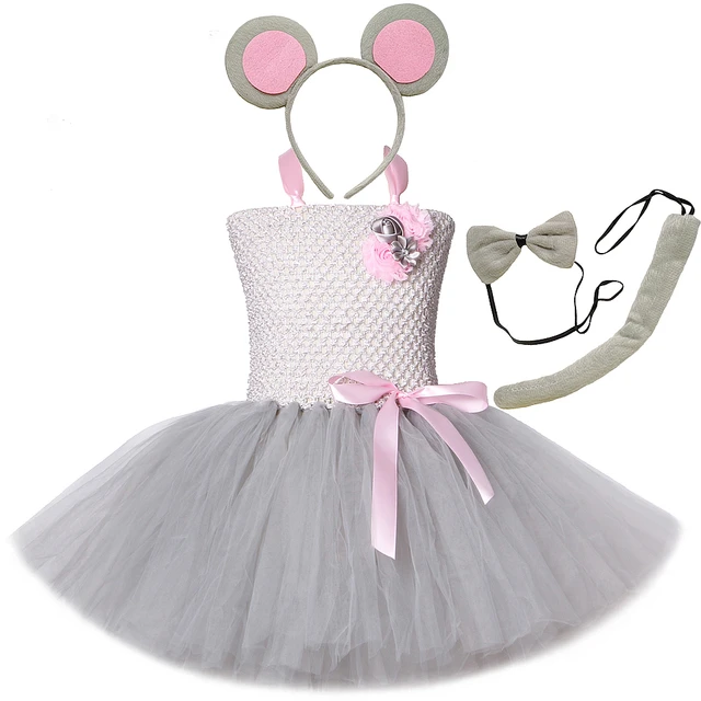 Dívčí kostým s motivem myšky - Šaty s čelenkou, 12 let
