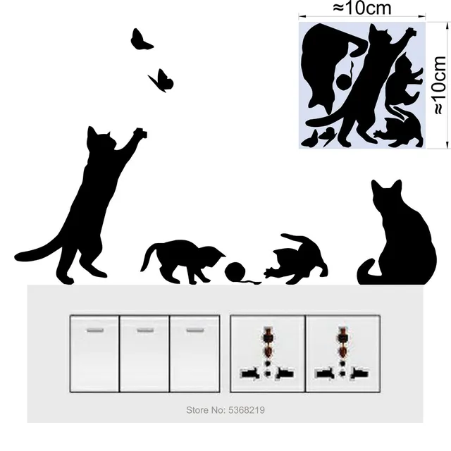 Samolepka na vypínač | samolepka na zeď kočka - Kočky 1