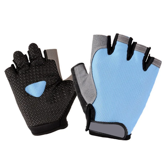 Cyklistické rukavice polodlouhé - světle modré, XL