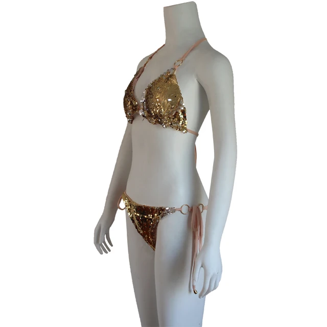 Sexy dámské plavky bikini s push-up efektem - Zlatá, L