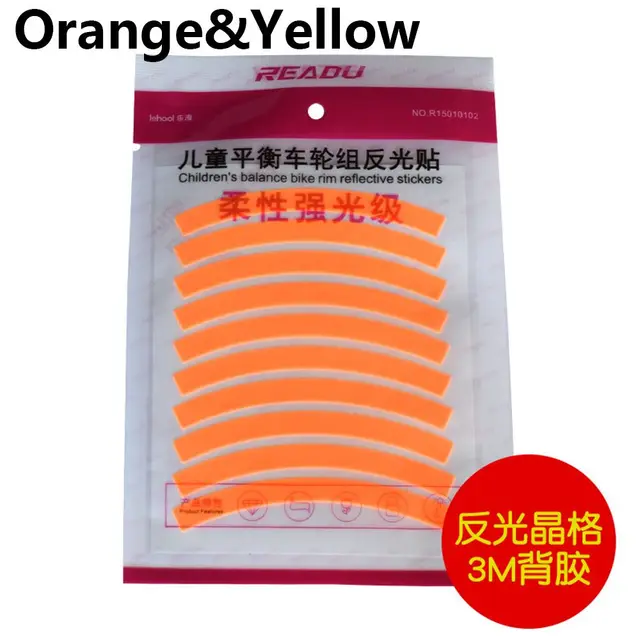 Reflexní prvky na kolo | reflexní páska 10 ks - oranžovožlutá