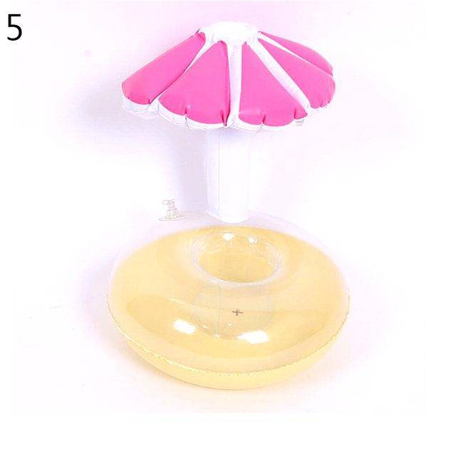 Nafukovací držák nápojů do vody - více variant - růžový deštník na pláži