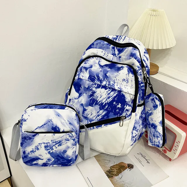 Dívčí školní batoh s pouzdrem a krabičkou na svačinu - Modrá