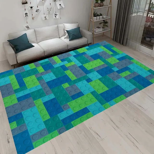 Barevný koberec do dětského pokoje | s motivy stavebnice - 7, 100x160cm