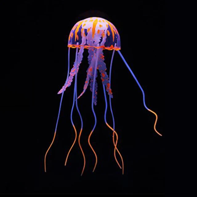 Medúza - dekorace do akvária - 5 druhů barev - Oranžová