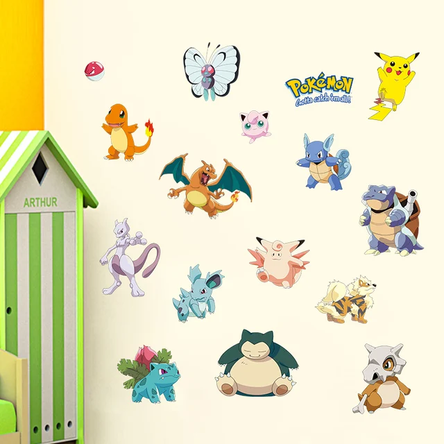 Dětská tapeta | samolepka Pokémon na zeď 3D - A