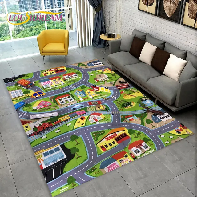 Dětský hrací koberec s motivem města a silnic - 3, 80x120cm