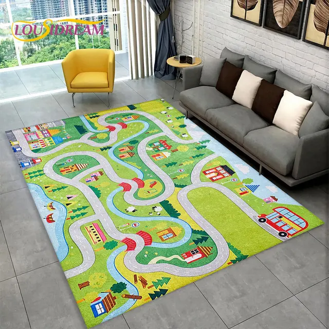 Dětský hrací koberec s motivem města a silnic - 5, 200x160cm