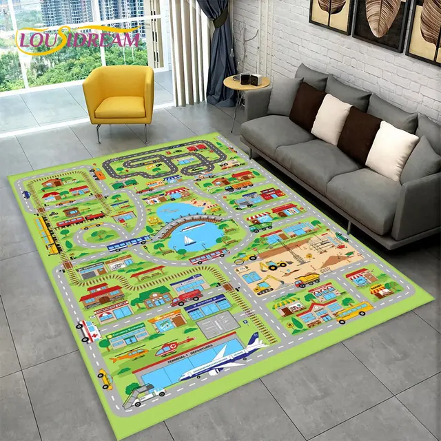 Dětský hrací koberec s motivem města a silnic - 6, 120x160cm
