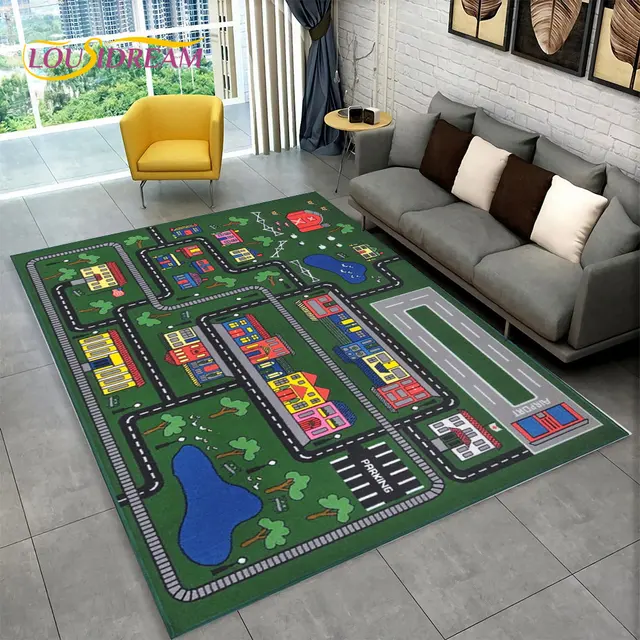 Dětský hrací koberec s motivem města a silnic - 7, 100x120cm